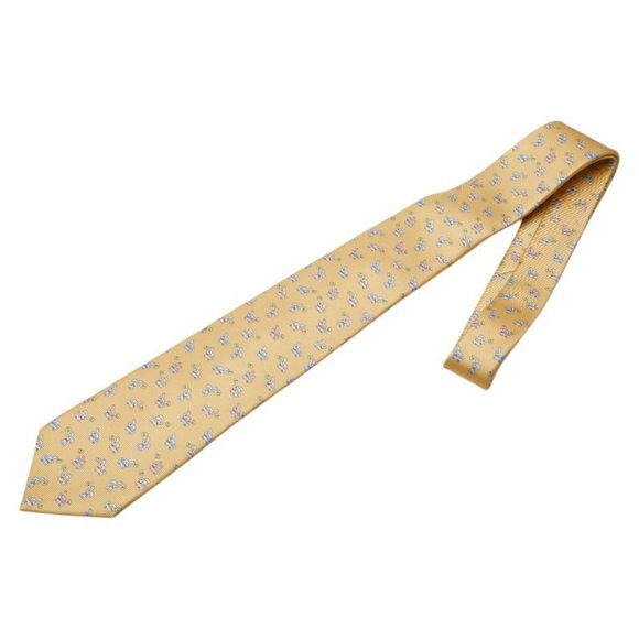 BVLGARI Dog Tie in Yellow and Multicolor Silk for Men,All Products : American Fashion Style Bags On Sale